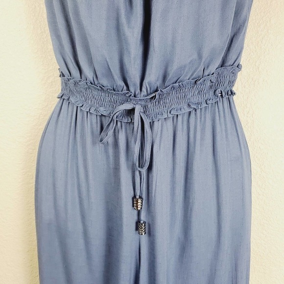 She + Sky Strapless Travel Bohemian Chambray Blue Pants Jumpsuit Size Small - Picture 2 of 8